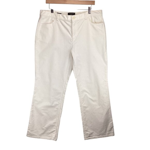 Talbots Signature Boot Womens Cream‎ Velvet Pants Size Petites 16 16P Off-White - Picture 1 of 8